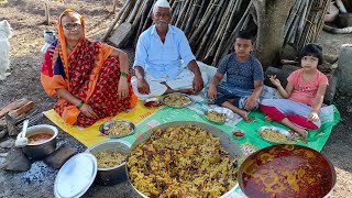 मोजक्या साहित्यात बनवा चुलीवरची झटपट चिकन बिर्याणी झणझणीत चिकन रस्सा  Restaurant Style Biryani [upl. by Ahseit936]