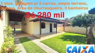 VENDIDA CASA COM PISCINA ÁREA DE CHURRAS AMPLO TERRENO JACONÉ SAQUAREMA FINANCIADA P CAIXA [upl. by Aztiraj]