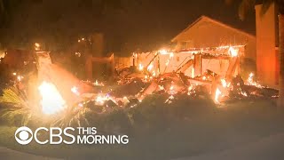 Raging flames from Southern California wildfires jump house to house [upl. by Briant798]