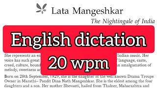 english dictation 20 wpm  English Audio Typing dictation for beginners  English  KVS SSC LDC [upl. by Eceinahs794]