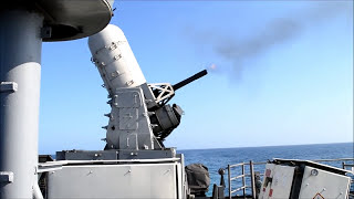 76 mm Oto Melara Cannon and CIWS Live Fire on the USS Halyburton FFG 40 [upl. by Leirrad]