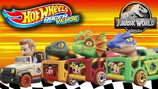 Nuevo Allosaurus Dilophosaurus Velociraptor Charlie y Más  Jurassic World amp Hot Wheels RacerVerse [upl. by Yerdua]