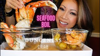 Indulgent Mukbang Dungeness Crab Boil Shrimp Roasted Potatoes [upl. by Aicatsanna]