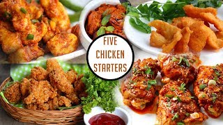 5 Amazing Chicken StartersSimple chicken starter Recipes [upl. by Arreyt]