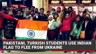 RussiaUkraine War Pakistani Turkish students use Indian flag to flee from Ukraine [upl. by Adnohsat]