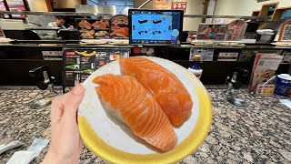 Eating at a Conveyor Belt Sushi Restaurant in japan quotGatten Sushiquot around Tokyo [upl. by Mayhs]