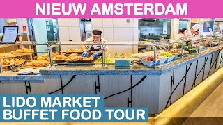 Nieuw Amsterdam Lido Market Buffet Food Tour Holland America [upl. by Trovillion219]