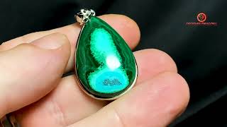 Pendentif chrysocolle malachite  argent 925 artisanal [upl. by Rosita]