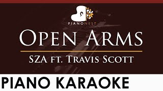 SZA  Open Arms ft Travis Scott  HIGHER Key Piano Karaoke Instrumental [upl. by Halley]