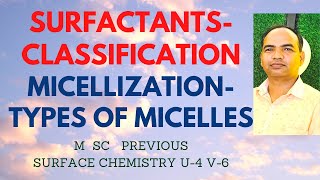 SURFACTANTCLASSIFICATION MICELLIZATIONTYPESMICELLES surfacechemistry M SC Pre physical U4 V6 [upl. by Nihi]