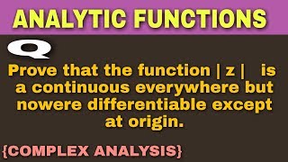 Analytic function  important questions [upl. by Mortimer205]