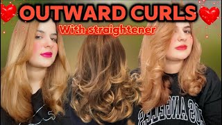 Outward blowdryer setting using straightener  blow dryer look with straightener at home [upl. by Asenad557]