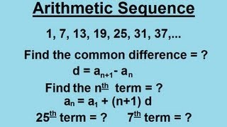 Algebra  Sequences And Series 2 of 6 Arithmetic Sequence [upl. by Duck925]