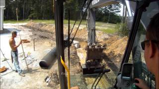 Excavator Trenching For Pipe [upl. by Norse]