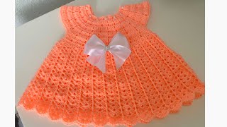 Como tejer Vestido para Bebe tejido a crochet  0 a 3 Meses  tutorial paso a paso PATRÓN DE CROCHET [upl. by Eliott]