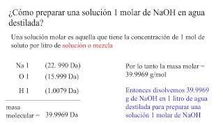 ¿Cómo preparar una solución 1 molar de NaOH en agua destilada [upl. by Ecnedac]