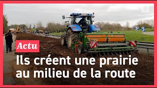 Colère des agriculteurs ils sèment un hectare sur la RN165 [upl. by Sivam]