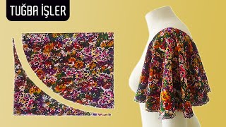 Very Easy and Beautiful Butterfly Sleeve Flare Sleeve Cutting and Sewing  Tuğba İşler [upl. by Alaecim]