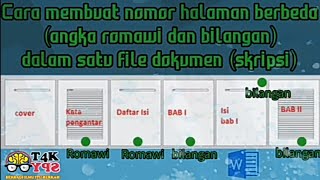 Cara buat nomor halaman berbeda angka romawi amp bilangan dalam 1 file dokumen skripsi di Ms Word [upl. by Nylirej545]