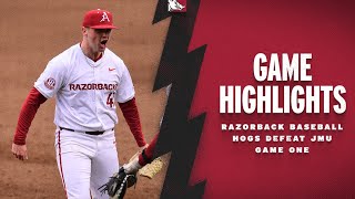 Highlights Hogs Defeat JMU  RAZORBACK BASEBALL [upl. by Hplodur]