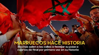 Hinchas de Marruecos salen a las calles a festejar el histórico triunfo ante España por penales [upl. by Ahsla]