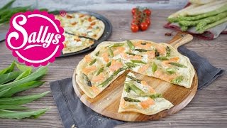 Grüner amp weißer Spargel Flammkuchen  schnell einfach lecker  Sallys Welt [upl. by Genvieve]