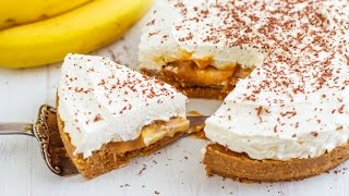 Easy No Bake Banana Banoffee Pie Recipe  HappyFoods [upl. by Jacquenetta473]