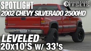 Spotlight  2002 Chevy Silverado 2500HD Leveled 20x10 24s and 33s [upl. by Ennayelhsa816]