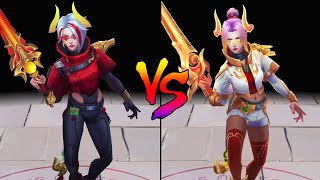 Lunar Beast Fiora vs Prestige Lunar Beast Fiora Skin Comparison Spotlight League of Legends [upl. by Kamaria]