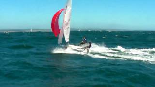 420 sailing reach with spinnaker 35 knots [upl. by Jarita]