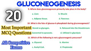 Biochemistry MCQ with Answers  Gluconeogenesis MCQ For Competitive Exams [upl. by Jala434]