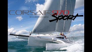 Corsair 970 trimaran at the 2018 New England Boat Show [upl. by Adnerol915]