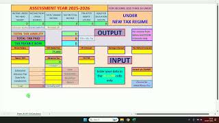 Excel based Income Tax Calculator for AY 202526 ie FY 202425 under new tax regime [upl. by Danika]