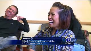 KOAT anchors and reporters take US Citizenship test [upl. by Kreiner]