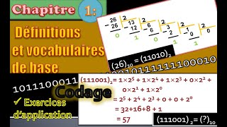 Cours Informatique Tronc Commun Chapitre 1  Définitions et vocabulaire de base Partie 2 codage [upl. by Northrup]