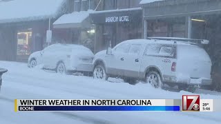 Snow falls in NC mountains in Boone [upl. by Honniball]