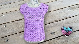 Blouse coquilles crochet toutes tailles quotLidiaCrochetTricotquot [upl. by Aushoj670]