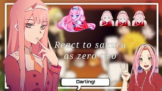 🍒🌸Naruto and Friends Reacting to Sakura as Zero Two🌸🍒🇺🇸🇧🇷🇪🇸 [upl. by Thaxter888]