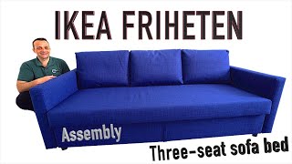 IKEA FRIHETEN Three seat sofa bed Assembly instructions [upl. by Noissap]