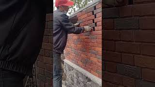 Installation process of spliced ​​red bricks for courtyard exterior walls [upl. by Chard448]