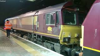 EWS liveried class 66 and 67 locomotives shunting at Warrington Bank Quay station Britain [upl. by Pitts]