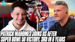 Patrick Mahomes Joins Us After Third Super Bowl Win Already Focusing On First 3Peat In History [upl. by Atiuqahs]