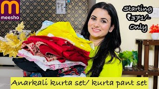 Festive Wear Meesho Kurta Set Haul Cotton Kurta Pant With Dupatta Floral Print Anarkali Kurti Haul [upl. by Florine]