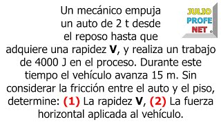 PROBLEMA SOBRE TEOREMA DEL TRABAJO Y LA ENERGÍA CINÉTICA [upl. by Enytsirk]