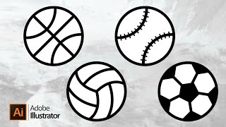 How to Draw Various Ball Icons in Sports in illustrator [upl. by Noslien735]