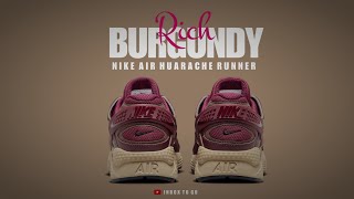 RICH BURGUNDY 2023 Nike Air Huarache Runner DETAILED LOOK AND PRICE [upl. by Magena]