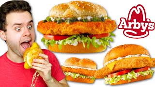 Arbys NEW Spicy Fish Sandwich REVIEW  Kings Hawaiian Fish Deluxe [upl. by Barthold]