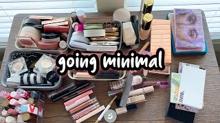 decluttering my ENTIRE makeup collection to go minimal [upl. by Kela]