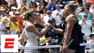 2018 US Open highlights No 1 Simona Halep upset in 1st round by Kaia Kanepi  ESPN [upl. by Rance]