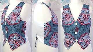 Easy sewing tutorial  How to Sew a Jacket  Vest  Waistcoat  Jacket cutting and stitching [upl. by Nevad78]